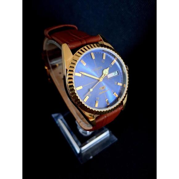 Vintage Men's Automatic Citizen Eagle 7 Leather Watch RARE
